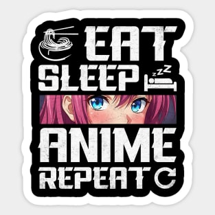 Eat Sleep Anime Repeat Design Sticker